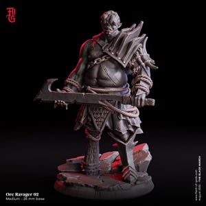 Orc Ravager Miniature Fighter Monster Figurine Scum Medium Humanoid | 32mm Scale 25mm Base | DnD Miniature Dungeons and Dragons DnD 5e class