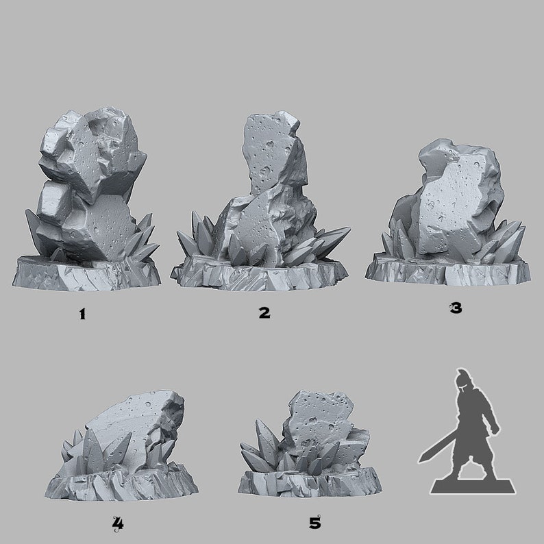 Dnd Math Rocks Dnd Frozen Rocks Miniatures Winter Wargaming Terrain | 28mm or 32mm ...