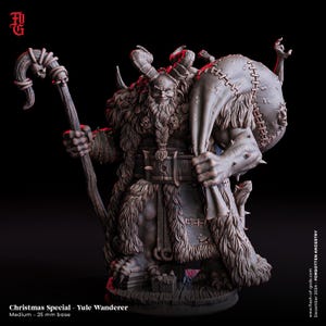 Yule Wanderer Miniature Christmas NPC Figurine Krampus Santa Dark Xmas | 32mm Scale 75mm Scale | DnD Miniature Dungeons and Dragons DnD 5e
