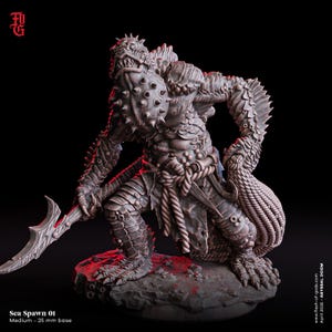 Sea Spawn Miniature Nautical Monster Figurine Fish Medium Monstrosity | 32mm Scale 25mm Base | DnD Miniature Dungeons and Dragons 5e