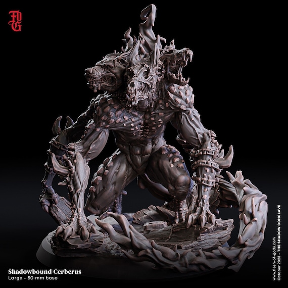 Shadowbound Cerberus Miniature Monster Miniature | 50mm Base 32mm