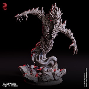 Glacial Wraith Miniature Undead Skeleton Monster Miniature Winter Wraith | 32mm Scale 50mm Base | DnD Miniature Dungeons and Dragons DnD 5e