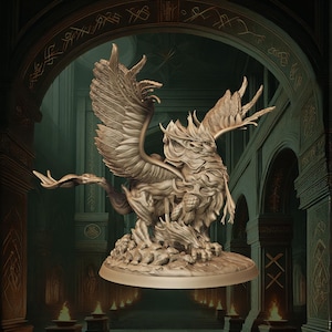 Griffin Miniature Flying Hybrid Monster Miniature | 32mm Scale 50mm Base | DnD Miniature Dungeons and Dragons DnD 5e