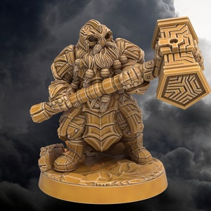 Dwarf Warrior miniature Armored Hammer | Dragons Forge | 28mm Scale | DnD Miniature | Dungeons and Dragons  | Dungeon Master