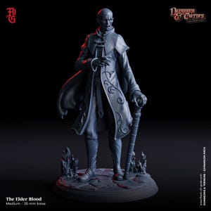 Elder Blood Vampire Miniature Undead Vampire Monster Figurine Undead Human | 32mm Scale 25mm Base | Dungeons and Dragons Figurine DnD 5e