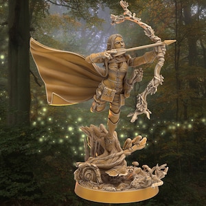 Female Ranger Miniature - Hazel Corylain | Dragon&#39;s Forge | 32mm Scale DnD 5e | Tabletop Gaming DnD Miniature | Dungeons and Dragon Archer