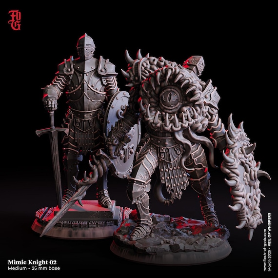 Mimic Knight Suit of Armor 3 Versions DnD Animated Mimic Monster Miniature | 32mm Scale | Dungeons and Dragons DnD 5e Dungeon Master Gift