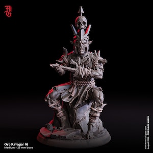 Orc Ravager Miniature Sitting Monster Figurine Scum Medium Humanoid | 32mm Scale 25mm Base | DnD Miniature Dungeons and Dragons DnD 5e class