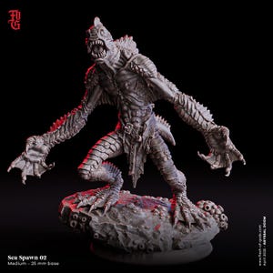 Sea Spawn Miniature Trio Aquatic Nautical Monster Figurine Fish Medium Monstrosity | 32mm Scale | DnD Miniature Dungeons and Dragons 5e
