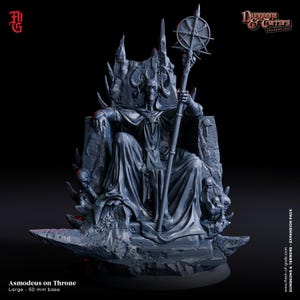 Asmodeus on Throne Monster Miniature Archdevil Demon Large Fiend Devil | 32mm Scale 50mm Base | Dungeons and Dragons Figurine DnD 5e