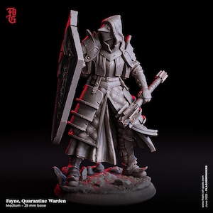 Plague Quarantine Warden Miniature Plague Doctor Fighter Masked Figurine | 32mm Scale 75mm Scale | DnD Miniature Dungeons and Dragons DnD 5e
