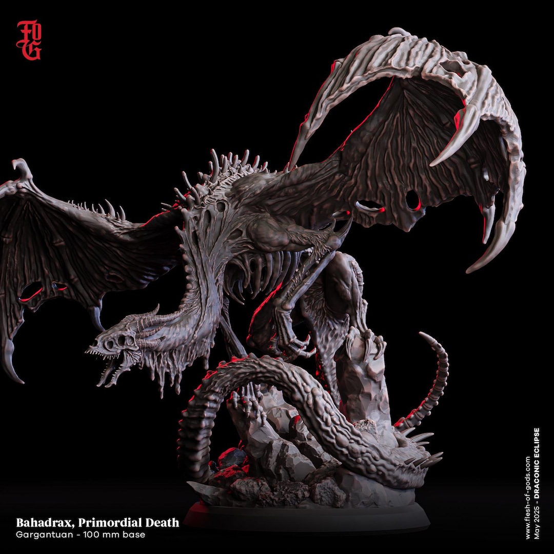 Primordian Death Dragon Miniature Gargantuan Monster Figure | 32mm