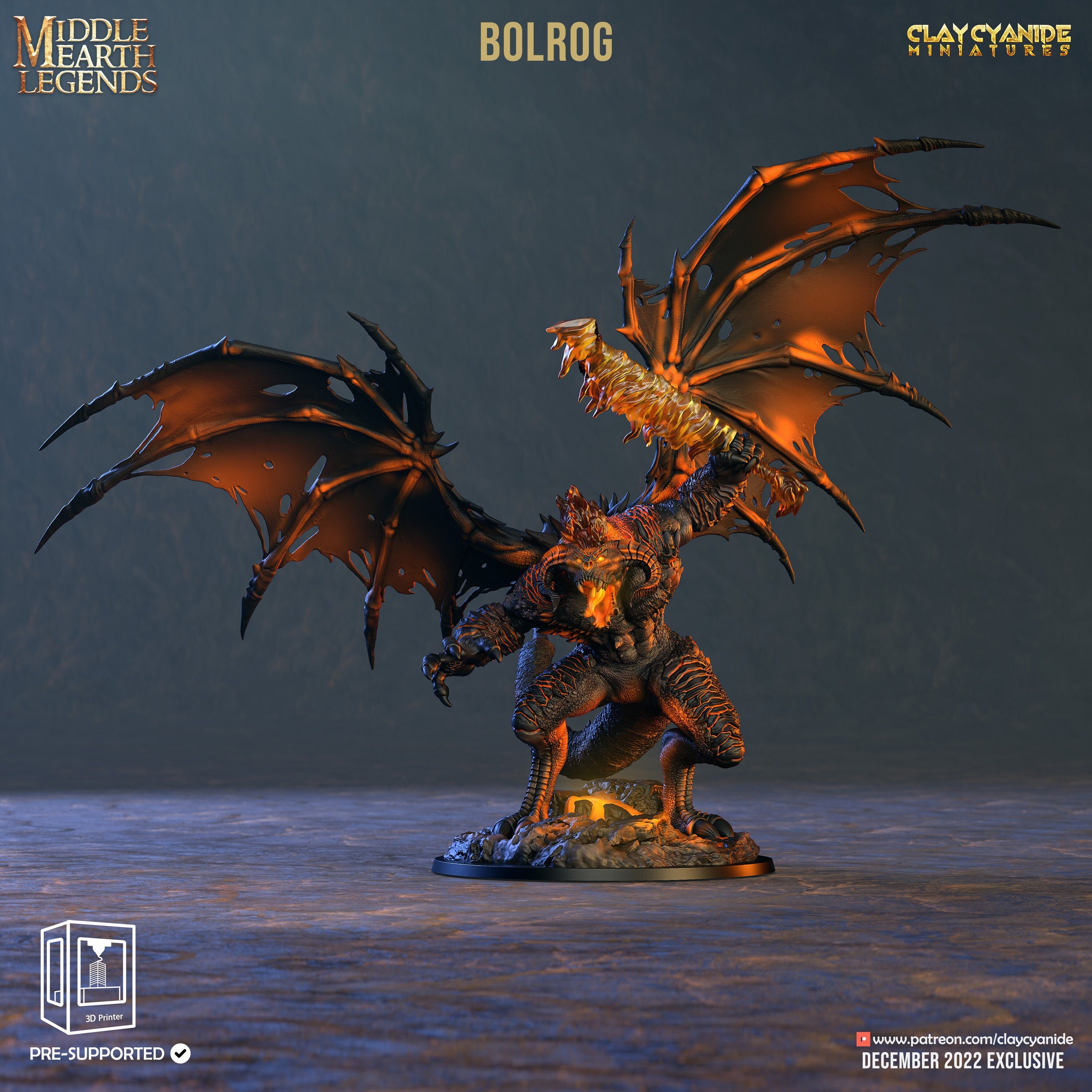 Bolrog Monster Miniature | Clay Cyanide | Middle Earth Legends
