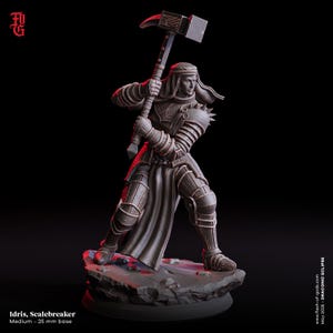 DnD Female Human Cleric Miniature Healer Fighter Figurine | 32mm Scale 75mm Scale | Dungeons and Dragons DnD 5e Dungeon Master Campaign