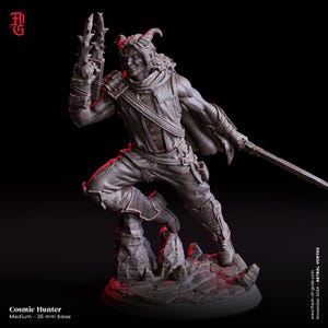 Cosmic Hunter Miniature Demon Ranger Monster Miniature | 32mm Scale 75mm Scale DnD Miniature Dungeons and Dragons DnD 5e class