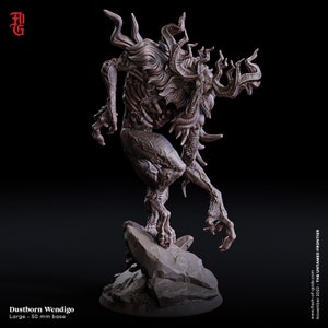 Dustborn Wendigo Miniature Monster Miniature Large Monstrosity Beast Miniature Wild West | 50mm Base 32mm Scale Dungeons and Dragons DnD 5e