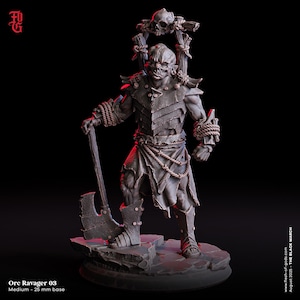 Orc Ravager Miniature Warrior Monster Figurine Scum Medium Humanoid | 32mm Scale 25mm Base | DnD Miniature Dungeons and Dragons DnD 5e class