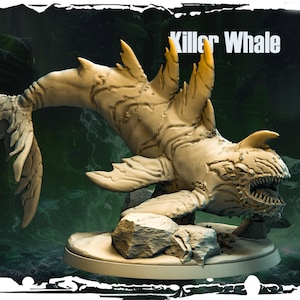 Killer Whale Miniature Underwater Monster Miniature Fish Campaign | 32mm Scale 70mm Base | DnD Miniature Dungeons and Dragons DnD 5e