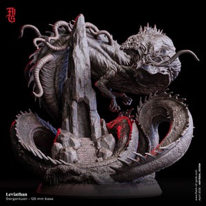 DnD Leviathan Miniature Sea Underwater Gargantuan Monstrosity Titan Aquatic Nautical Monster 32mm Scale 125mm Miniature Dungeons and Dragons