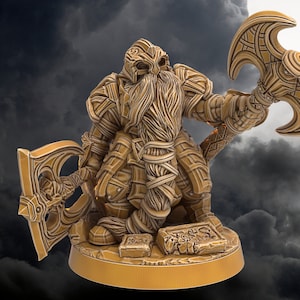 Armored Axe Warriors Dwarf miniature | Dragons Forge | 28mm Scale | DnD Miniature | Dungeons and Dragons  | Dungeon Master gift