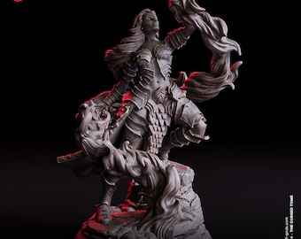 Female Genasi Warlock Miniature Spellcaster | 32mm Scale or 75mm Scale | Human Miniature Dungeons and Dragons DnD 5e Dungeon Master Gift
