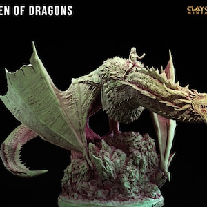 Miniatura de la Reina de los Dragones / Jinete de dragón femenina / Juegos de mesa / Miniatura de DnD / Mazmorras y Dragones DnD 5e Dragón