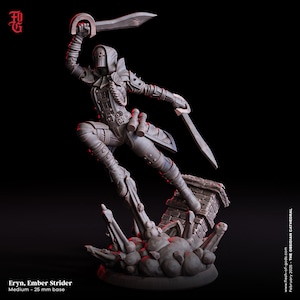 Human Rogue Miniature Ember Strider Figurine Masked Thief Miniature | 32mm Scale or 75mm Scale | DnD Miniature Dungeons and Dragons DnD 5e