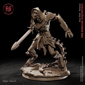 Undead dragonborn miniature DnD Wight figure | 32mm Scale | DnD Miniature Dungeons and Dragons DnD 5e monster miniature skeleton miniature