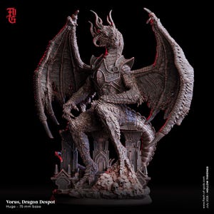 Dragon Despot Miniature Huge Dragon Figurine Dragon Guarding Treasure Statue | 32mm Scale 75mm Base | Figurine Dungeons and Dragons DnD 5e