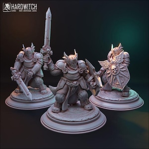 DnD Knight Trio Warrior Miniatures Dwarf Army Figurines Captain Leaders  | 32mm 75mm DnD Miniature Dungeons and Dragons