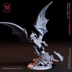 DnD Black Dragon Miniature Monster Miniature Large DnD Monster Skull Dragon | 75mm Base 32mm Scale DnD Miniature Dungeons and Dragons DnD 5e