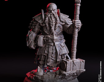Dwarf Paladin Miniature DnD Dwarven Male Figurine | 32mm Scale or 75mm Scale Bust | DnD Miniature Dungeons and Dragons DnD 5e