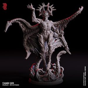 Cosmic Lich Miniature Undead King Skeleton Demonic Monster Miniature | 32mm Scale 75mm Scale DnD Miniature Dungeons and Dragons DnD 5e class