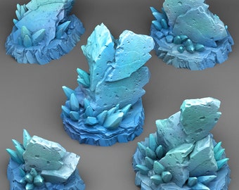 DnD Frozen Rocks Miniatures Winter Wargaming Terrain | 28mm or 32mm scale gaming | Tabletop Scenery | Dungeons and Dragons, DnD terrain