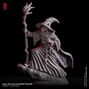 Catfolk Wizard Miniature Cat Folk Figure Hybrid Figurine | 32mm Scale or 75mm Scale | Dungeons and Dragons DnD 5e Dungeon Master Gift