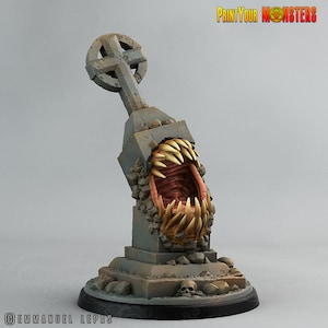 Graveyard Mimic Monster Miniature DnD Halloween Miniature Grave Stone Mimic | Tabletop gaming DnD Miniature | Dungeons and Dragons, DnD 5e