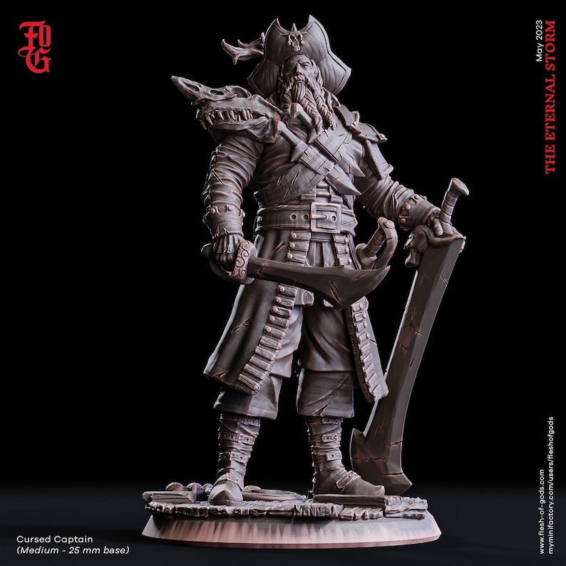 Cursed Captain Miniature Ghost Pirate Figurine | 32mm Scale | Dnd ...