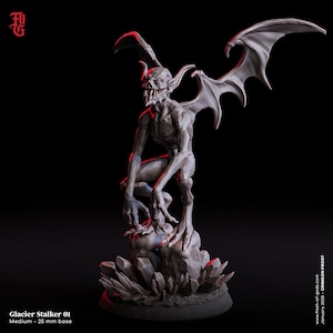 Glacier Stalker Miniature Gargoyle Flying Undead Monstrosity | 32mm Scale 25mm Base | DnD Miniature Dungeons and Dragons DnD 5e