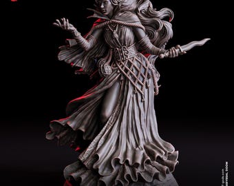 Sea Exorcist Miniature Female Human Aquatic Arcane Sorceress Figurine | 32mm Scale 75mm | DnD Miniature Dungeons and Dragons DnD 5e Nautical