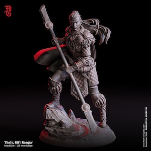Rift Ranger Miniature Human Rogue PC Hunter Figurine | 32mm or 75mm Scale | DnD Miniature Dungeons and Dragons DnD 5e