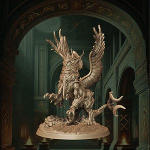 Gryphon Miniature Flying Hybrid Monster Miniature Griffin | 32mm Scale 50mm Base | DnD Miniature Dungeons and Dragons DnD 5e