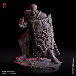 Vault Protector Miniature Human Knight Fighter Figurine | 32mm Scale or 75mm Scale | Dungeons and Dragons DnD 5e Dungeon Master Gift