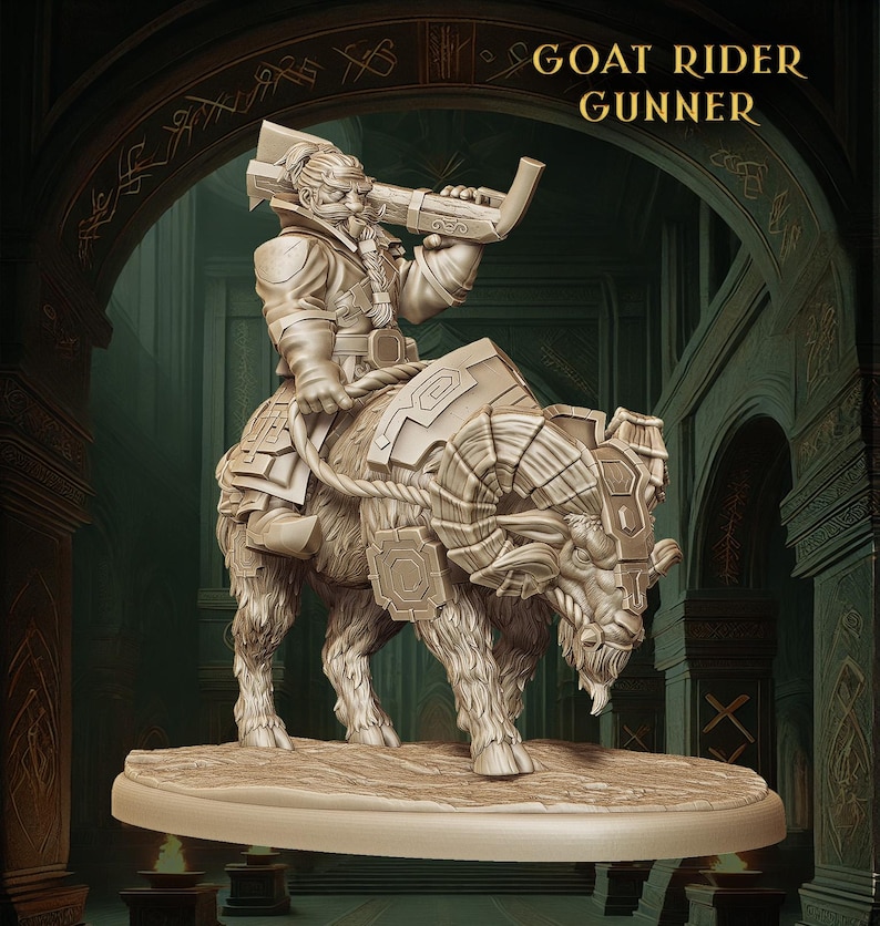 Dnd Riding Goat Dwarf Shaman Goat Rider Miniature Dwarf Army Figurine Spellcaster ...