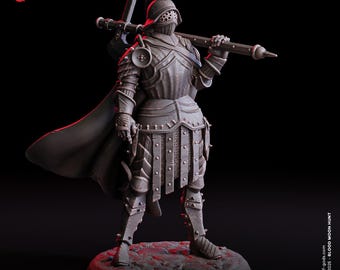 Moon Dread Knight Miniature Human Fighter Warrior Army Figurine | 32mm Scale 75mm Scale | DnD Miniature Dungeons and Dragons DnD 5e class
