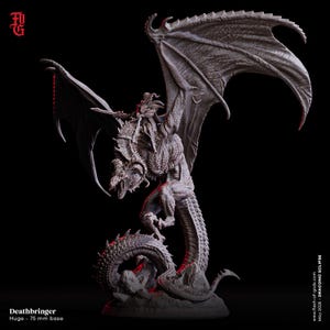 Deathbringer Miniature Huge Dragon Monstrosity Monster Figure | 32mm Scale 75mm Base | Dungeons and Dragons DnD 5e Dungeon Master Campaign