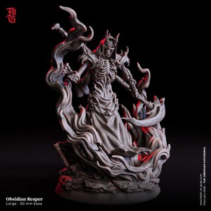DnD Reaper Miniature Undead Obsidian Reaper Figurine Skeleton Monster | 32mm Scale 50mm Base | DnD Miniature Dungeons and Dragons DnD 5e