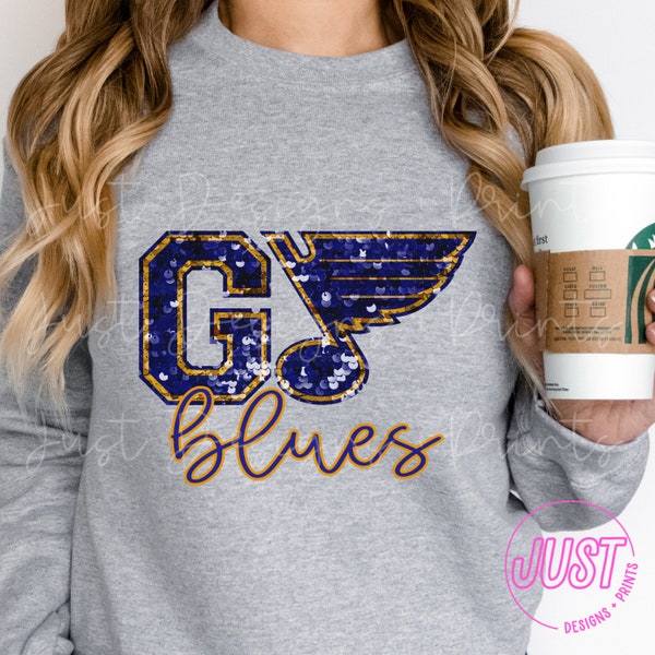 Sweat-shirt à fausses paillettes Go Blues, sweat-shirt St Louis Blues