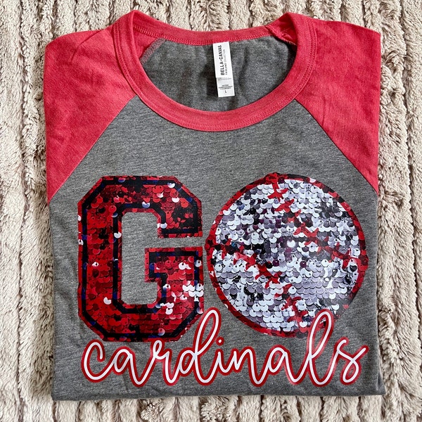 Go Cardinals Faux Sequin Raglan Shirt, St Louis Cardinals Raglan