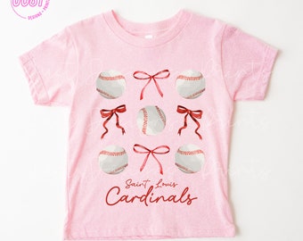 St Louis Cardinals Baseball Bows T-Shirt, Child Baby Toddler St Louis