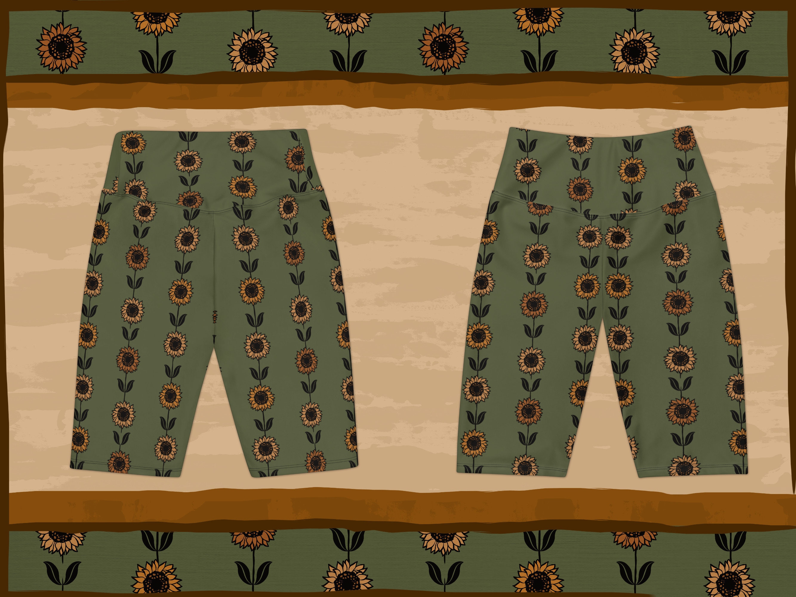 226065 Patchwork Sunflower Overall Shorts